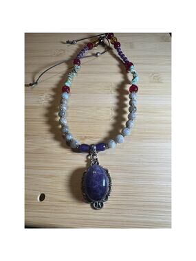 Jadeite Purple Large Stone Pendant, 925 Spacers.